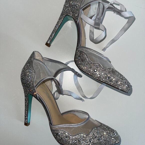 Betsey Johnson Iris Sparkly Shoes rhinestone pumps 8 - Picture 9 of 13
